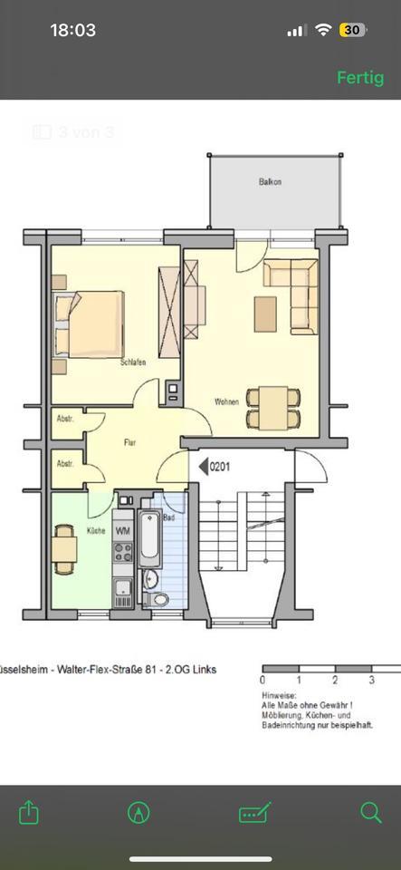 NUR **6 Monatige Zwischenmiete**Möblierte 2 Zimmer EBK & Balkon zimmer