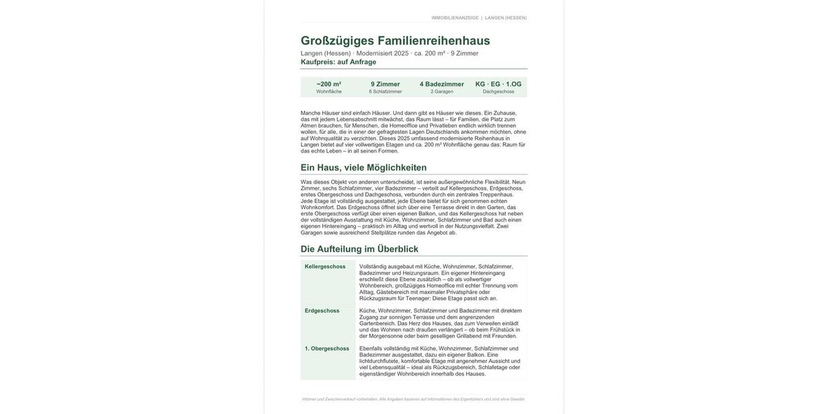 Reihenhaus Langen (Hessen) - 9 Zimmer, 234 m&sup2;, 830.000&euro; | Angebot:27073272