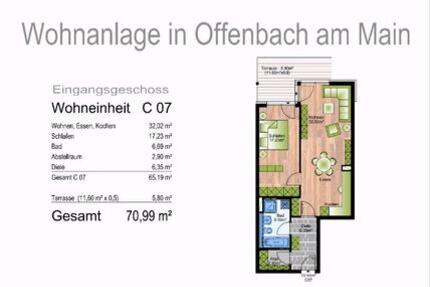 Wohnung Offenbach am Main - 2 Zimmer, 71 m&sup2;, 1.225&euro; | Angebot:27629482