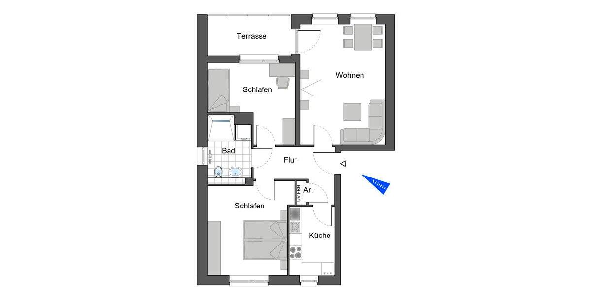 Etagenwohnung Bensheim - 3 Zimmer, 71 m&sup2;, 540&euro; | Angebot:26657701