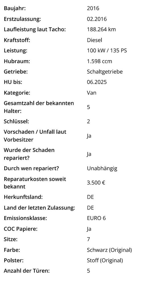 Opel Zafira 188.264 km 7.800 € Rodgau 63110