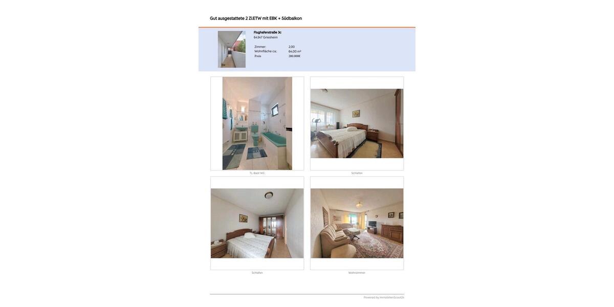 Etagenwohnung Griesheim - 2 Zimmer, 64 m&sup2;, 230.000&euro; | Angebot:21940043