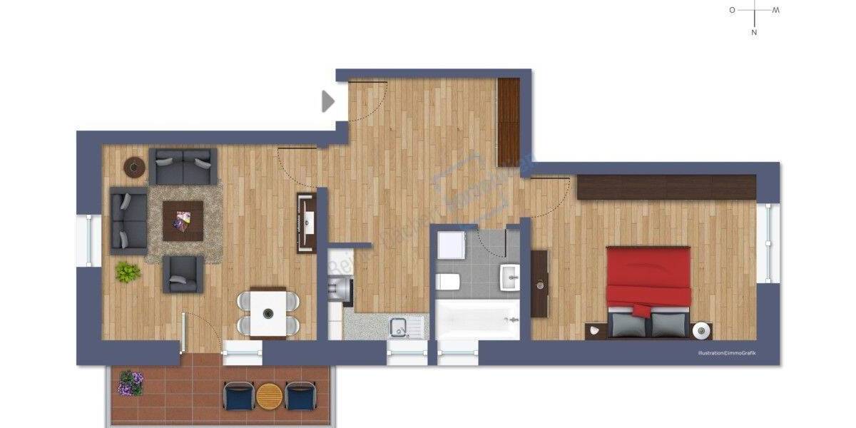 Etagenwohnung Darmstadt Bessungen - 2 Zimmer, 64 m&sup2;, 1.190&euro; | Angebot:26891516