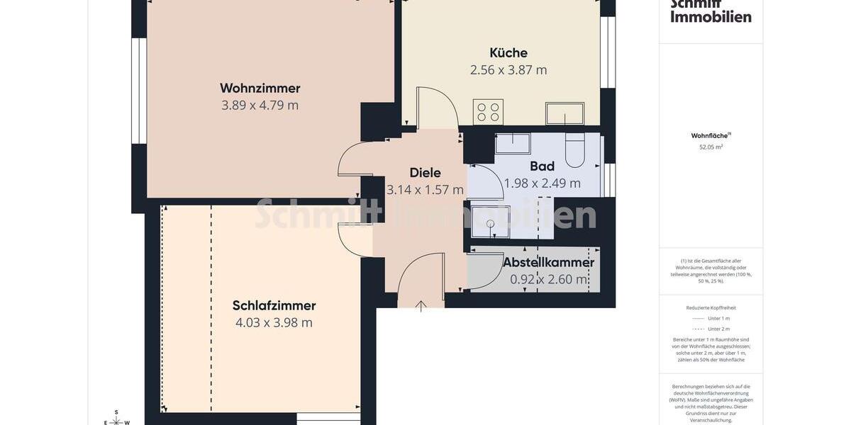 Dachgeschoßwohnung Frankfurt am Main West - 2 Zimmer, 52 m&sup2;, 735&euro; | Angebot:26365146
