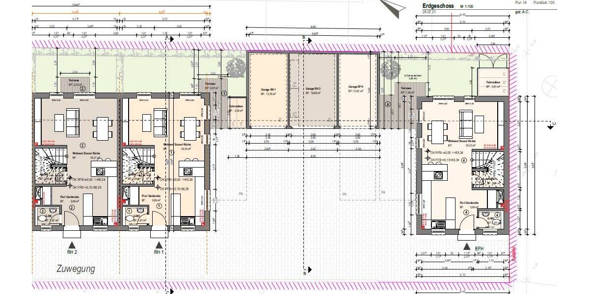 Reihenmittelhaus Biebesheim am Rhein - 3 Zimmer, 100 m&sup2;, 391.500&euro; | Angebot:25703555