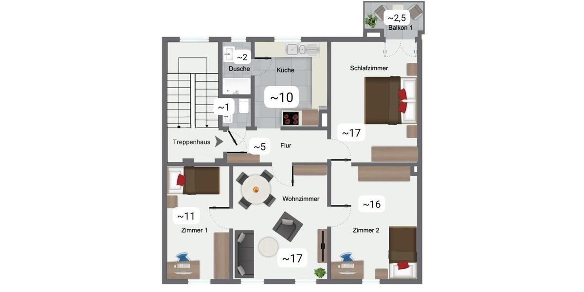 Etagenwohnung Darmstadt Darmstadt-Nord - 4 Zimmer, 82 m&sup2;, 1.400&euro; | Angebot:26246328