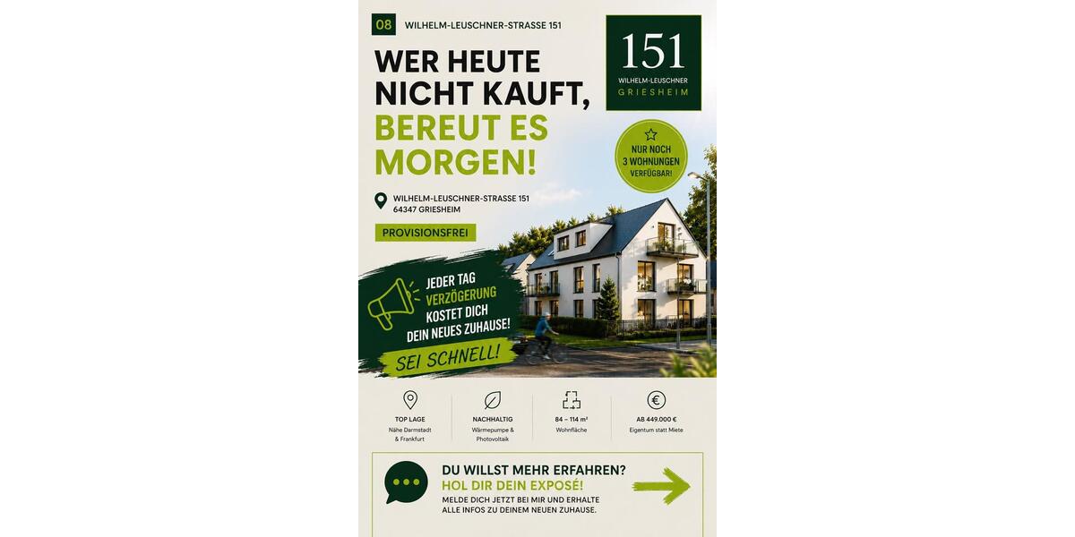 Etagenwohnung Griesheim - 2 Zimmer, 84 m&sup2;, 449.000&euro; | Angebot:26664267