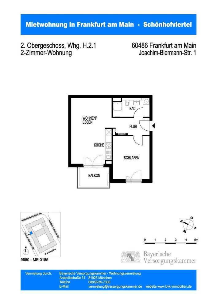 VALENTINA-Schönhof-Viertel | Helle 2-Zimmerwohnung - effizienter Schnitt mit EBK und Balkon