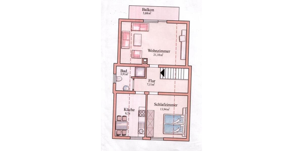 Dachgeschoßwohnung Bensheim - 2 Zimmer, 55 m&sup2;, 620&euro; | Angebot:26547092