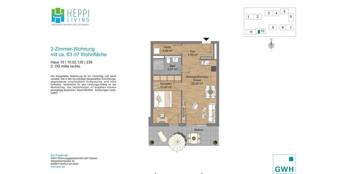 Etagenwohnung Heppenheim (Bergstraße) - 2 Zimmer, 63 m&sup2;, 799&euro; | Angebot:26296791