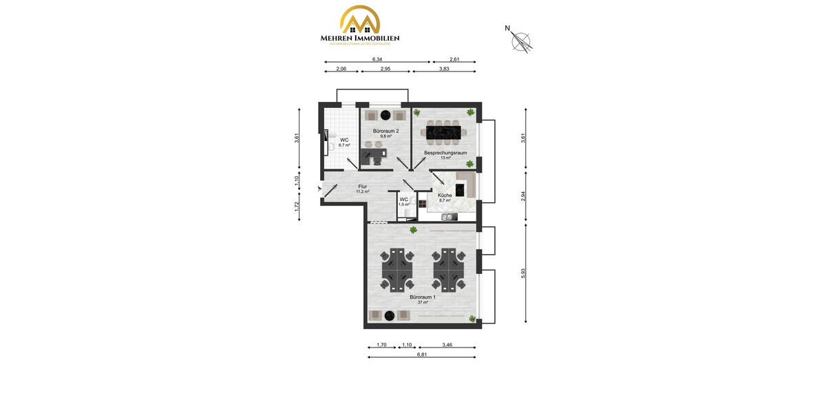 ***Untergeschoss-Büroeinheit – 3 helle Räume, flexibel nutzbar & modern ausgestattet*** - Gewerbeobjekt Hochheim am Main | Angebot:24213501