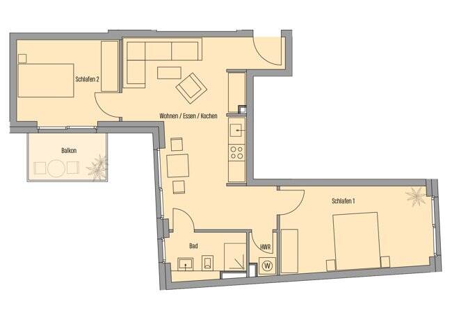 Etagenwohnung Frankfurt am Main Sachsenhausen - 2 Zimmer, 62 m&sup2;, 599.200&euro; | Angebot:25704320