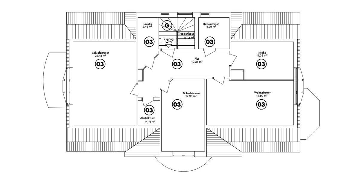 Dachgeschoßwohnung Darmstadt Darmstadt-Ost - 3 Zimmer, 89 m&sup2;, 1.062&euro; | Angebot:26660235