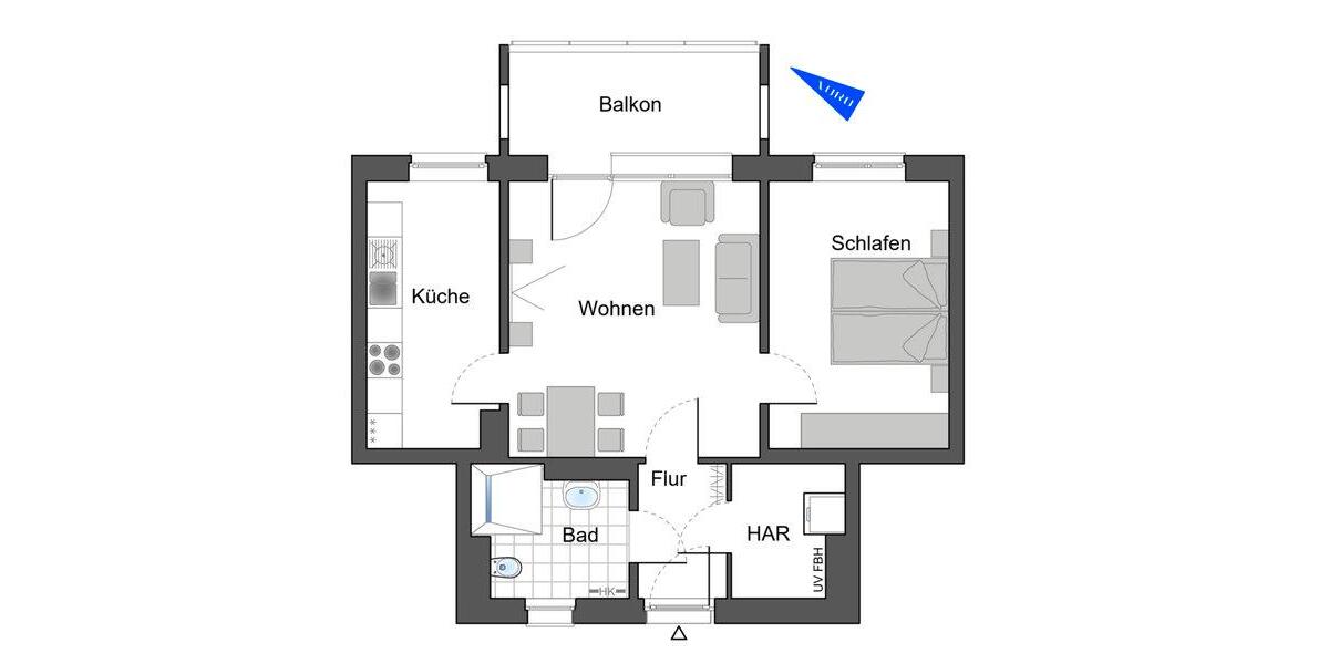 Etagenwohnung Bensheim - 2 Zimmer, 59 m&sup2;, 507&euro; | Angebot:26565932