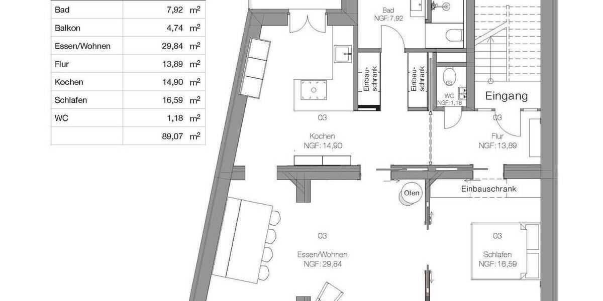 Etagenwohnung Darmstadt Darmstadt-Nord - 2 Zimmer, 89 m&sup2;, 1.700&euro; | Angebot:26607341
