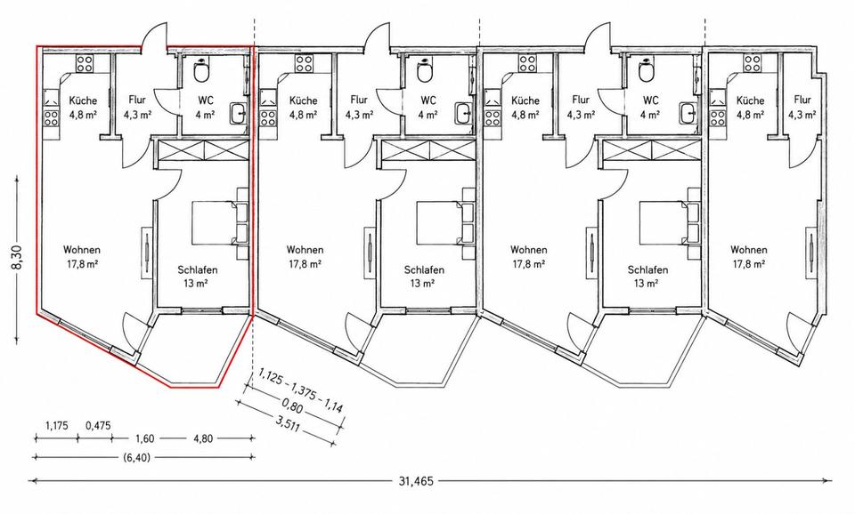 Etagenwohnung Bensheim - 2 Zimmer, 77 m&sup2;, 134.900&euro; | Angebot:27144525