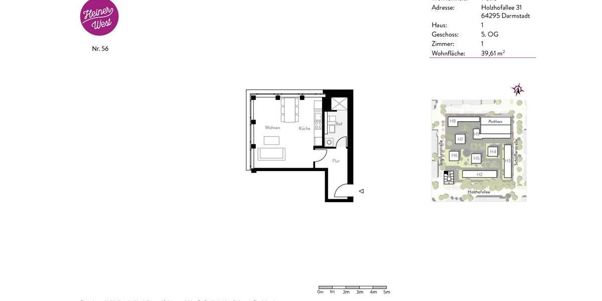 Etagenwohnung Darmstadt Darmstadt-West - 1 Zimmer, 40 m&sup2;, 835&euro; | Angebot:26638071