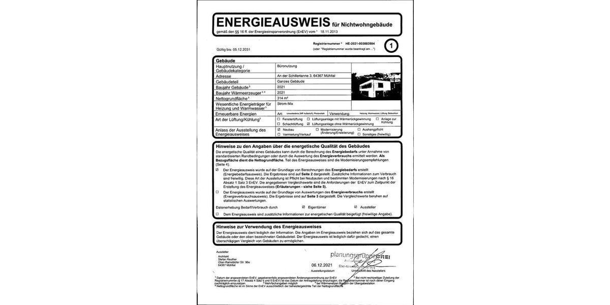 Premium-Bürogebäude (KfW 55) mit PV-Anlage und Parkplätzen - Gewerbeobjekt Mühltal In der Mordach | Angebot:27027867