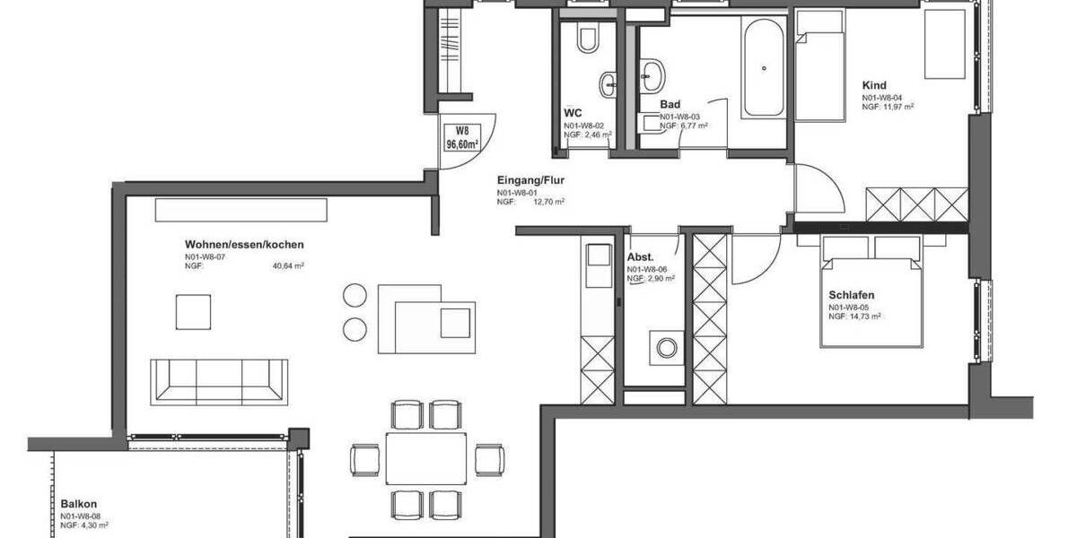 Etagenwohnung Offenbach am Main Bieberer Berg - 3 Zimmer, 96 m&sup2;, 511.291&euro; | Angebot:26841083