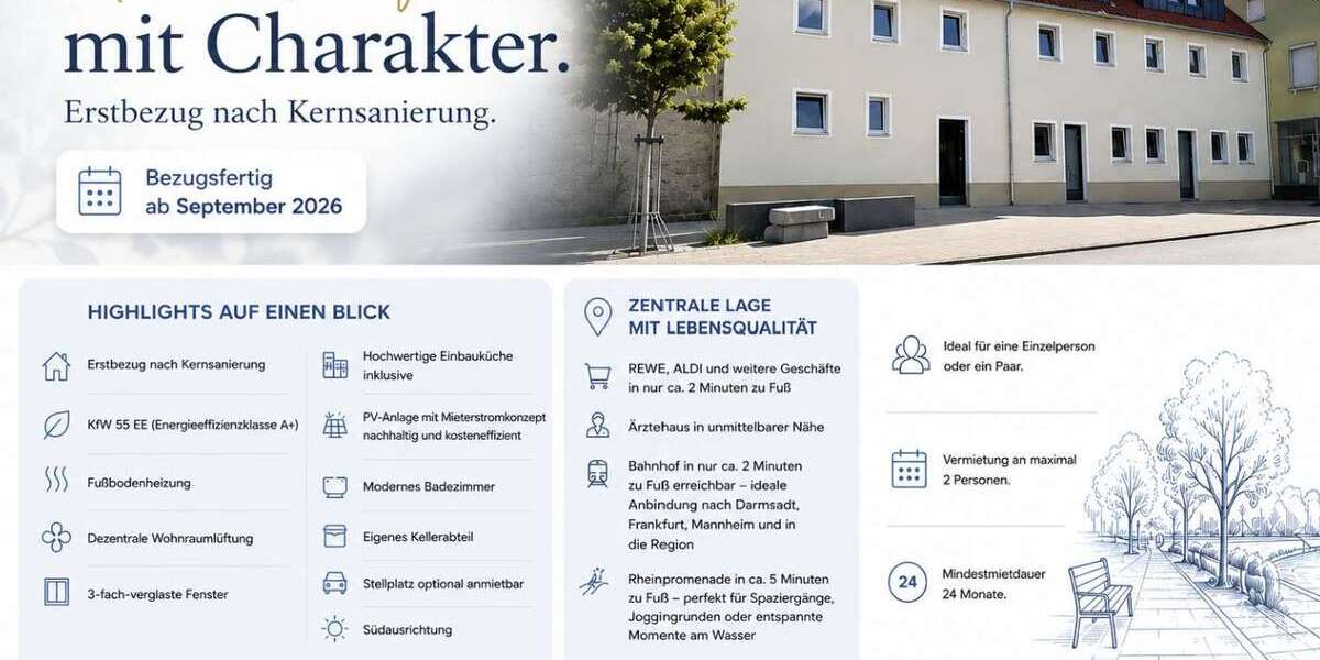 Etagenwohnung Gernsheim - 2 Zimmer, 61 m&sup2;, 970&euro; | Angebot:27080794