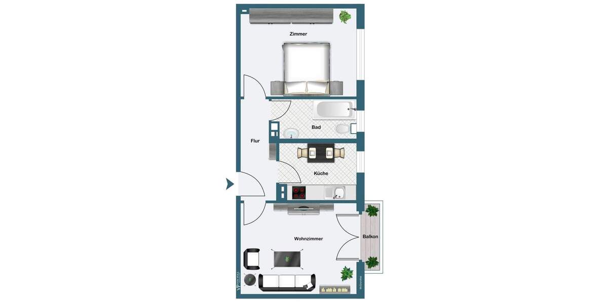 Etagenwohnung Frankfurt am Main Ostend - 2 Zimmer, 48 m&sup2;, 380.000&euro; | Angebot:25834647