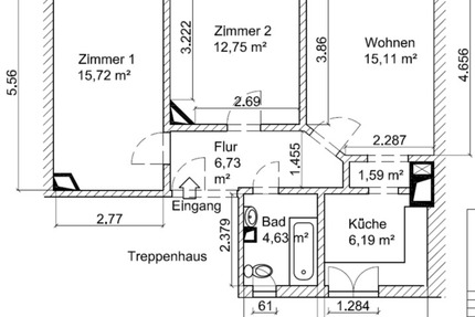 Wohnung Frankfurt am Main Rödelheim - 3 Zimmer, 63 m&sup2;, 268.000&euro; | Angebot:25646915