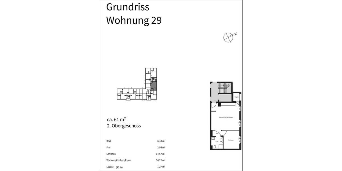 Etagenwohnung Offenbach Offenbach am Main - 2 Zimmer, 60 m&sup2;, 990&euro; | Angebot:20965617